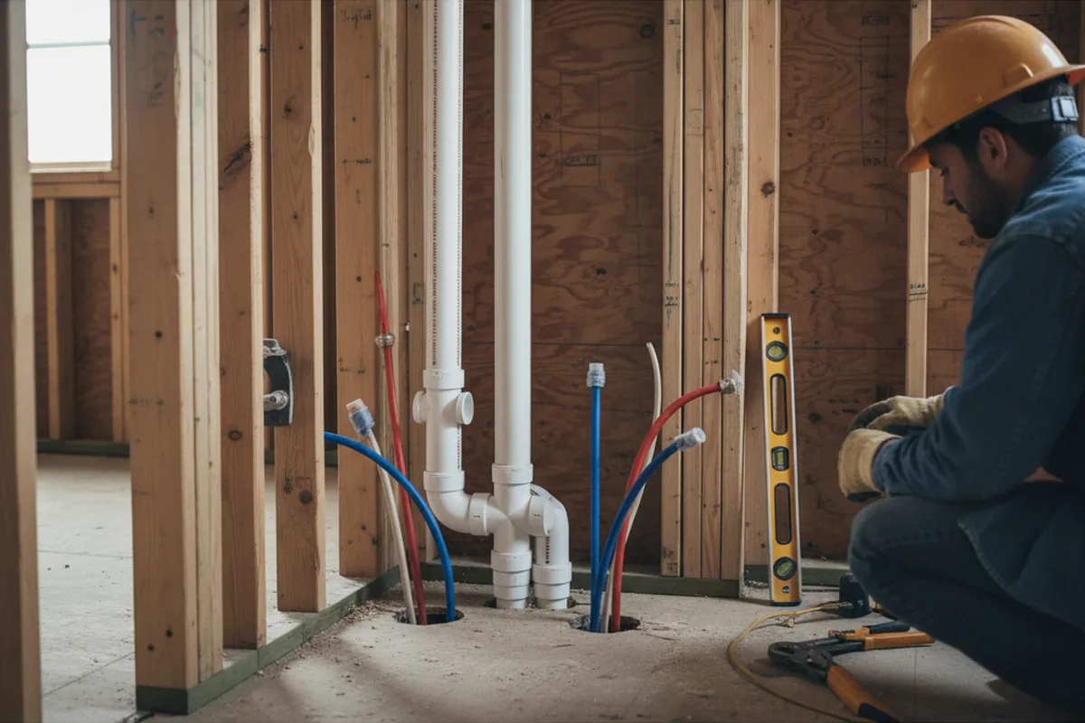 Drain and supply rough-in during Sump Pump Repair in Kanosh